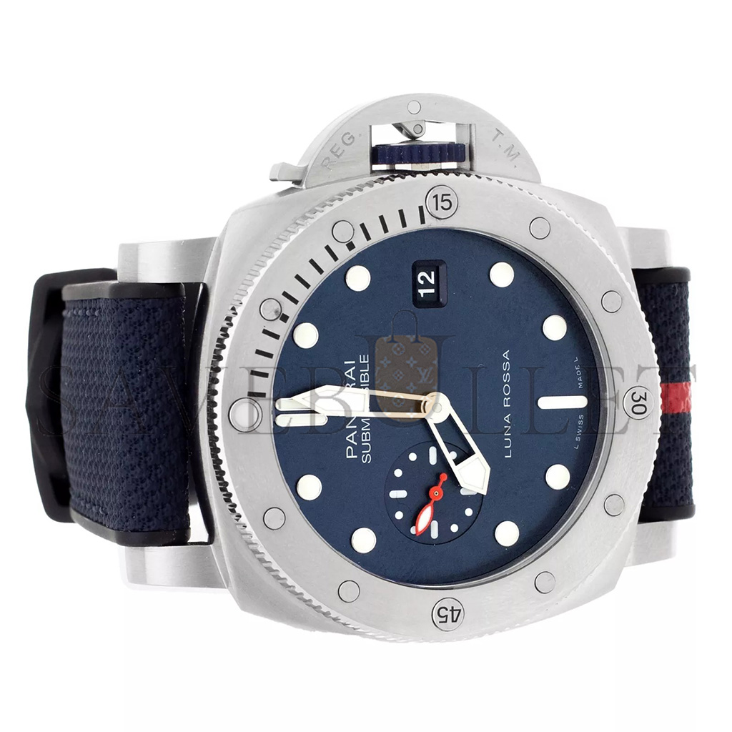 Pa*e*ai submersible luna rossa stainless steel blue dial 44mm watch pam01391